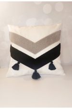Tassel Suzene Punch ( Panç ) Nakışlı Dekoratif Kırlent Kılıfı 45x45 Cm Naturel