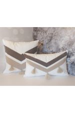 Tassel 2 Li Suzene Punch ( Panç ) Nakışlı Dekoratif Kırlent Kılıfı 45x45 Cm Naturel