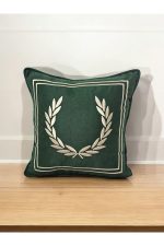 Nakışlı Işlemeli Biyeli Başak Desen Kırlent Kılıfı 42x42 Cm