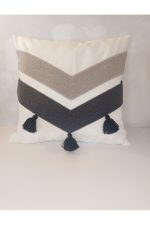 Tassel Suzene Punch ( Panç ) Nakışlı Dekoratif Kırlent Kılıfı 45x45 Cm Naturel - Görsel 2