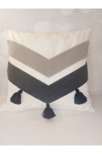 Tassel Suzene Punch ( Panç ) Nakışlı Dekoratif Kırlent Kılıfı 45x45 Cm Naturel - Görsel 3