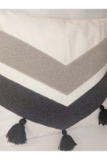 Tassel Suzene Punch ( Panç ) Nakışlı Dekoratif Kırlent Kılıfı 45x45 Cm Naturel - Görsel 4