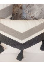 Tassel Suzene Punch ( Panç ) Nakışlı Dekoratif Kırlent Kılıfı 45x45 Cm Naturel - Görsel 6