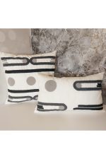 Geometric 2 Li Suzene Punch ( Panç ) Nakışlı Dekoratif Kırlent Kılıfı 45x45 Cm Naturel