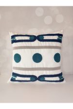 Geometric Suzene Punch ( Panç ) Nakışlı Dekoratif Kırlent Kılıfı 45x45 Cm Naturel