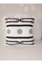 Geometric Suzene Punch ( Panç ) Nakışlı Dekoratif Kırlent Kılıfı 45x45 Cm Naturel
