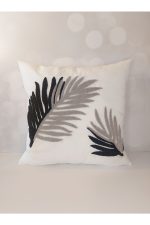 Leaf Suzene Punch ( Panç ) Nakışlı Dekoratif Kırlent Kılıfı 45x45 Cm Naturel