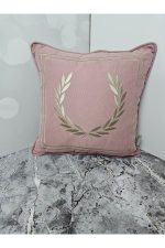 Nakışlı Işlemeli Biyeli Başak Desen Kırlent Kılıfı 42x42 Cm - Görsel 2