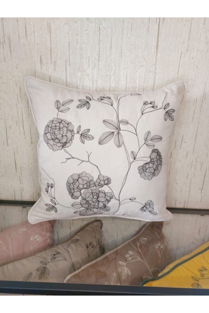 Nakışlı Kırlent Kılıfı Bahar Model Çiçek Işlemeli Biyeli