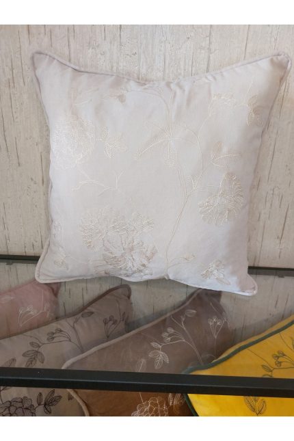 Nakışlı Kırlent Kılıfı Bahar Model Çiçek Işlemeli Biyeli