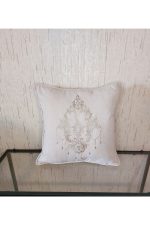Nakışlı Kırlent Kılıfı Damask Model Işlemeli Biyeli
