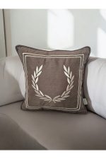 Nakışlı Işlemeli Biyeli Başak Desen Kırlent Kılıfı 42x42 Cm