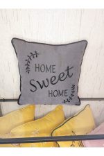 Nakışlı Kırlent Kılıfı Home Sweat Home Model Işlemeli Biyeli