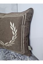 Nakışlı Işlemeli Biyeli Başak Desen Kırlent Kılıfı 42x42 Cm - Görsel 4