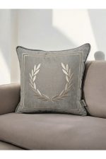 Nakışlı Işlemeli Biyeli Başak Desen Kırlent Kılıfı 42x42 Cm