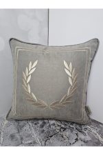 Nakışlı Işlemeli Biyeli Başak Desen Kırlent Kılıfı 42x42 Cm - Görsel 3