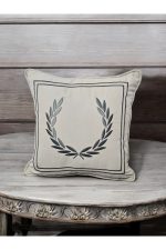 Nakışlı Işlemeli Biyeli Başak Desen Kırlent Kılıfı 42x42 Cm