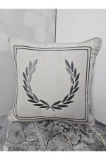 Nakışlı Işlemeli Biyeli Başak Desen Kırlent Kılıfı 42x42 Cm - Görsel 3
