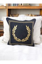 Nakışlı Işlemeli Biyeli Başak Desen Kırlent Kılıfı 42x42 Cm