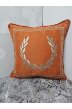 Nakışlı Işlemeli Biyeli Başak Desen Kırlent Kılıfı 42x42 Cm - Görsel 3