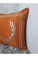 Nakışlı Işlemeli Biyeli Başak Desen Kırlent Kılıfı 42x42 Cm - Görsel 4