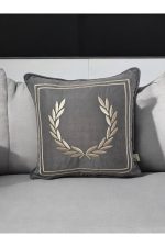 Nakışlı Işlemeli Biyeli Başak Desen Kırlent Kılıfı 42x42 Cm