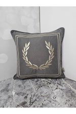 Nakışlı Işlemeli Biyeli Başak Desen Kırlent Kılıfı 42x42 Cm - Görsel 2