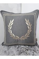 Nakışlı Işlemeli Biyeli Başak Desen Kırlent Kılıfı 42x42 Cm - Görsel 3