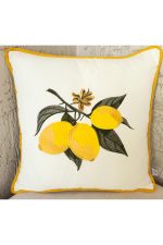 Nakışlı Işlemeli Biyeli Limon Desen Kırlent Kılıfı 42x42 Cm - Görsel 2