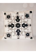 Damask Suzene Punch ( Panç ) Nakışlı Dekoratif Kırlent Kılıfı 45x45 Cm Naturel - Görsel 3