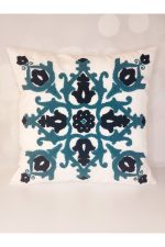 Damask Suzene Punch ( Panç ) Nakışlı Dekoratif Kırlent Kılıfı 45x45 Cm Naturel - Görsel 3