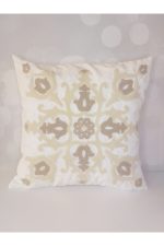 Damask Suzene Punch ( Panç ) Nakışlı Dekoratif Kırlent Kılıfı 45x45 Cm Naturel - Görsel 4