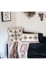 Damask Suzene Punch ( Panç ) Nakışlı Dekoratif Kırlent Kılıfı 45x45 Cm Naturel
