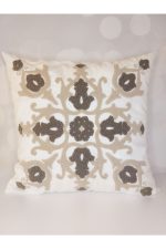 Damask Suzene Punch ( Panç ) Nakışlı Dekoratif Kırlent Kılıfı 45x45 Cm Naturel - Görsel 4