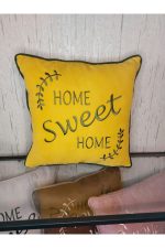 Nakışlı Kırlent Kılıfı Home Sweat Home Model Işlemeli Biyeli - Görsel 2