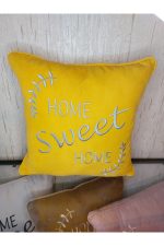Nakışlı Kırlent Kılıfı Home Sweat Home Model Işlemeli Biyeli - Görsel 2