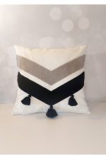 Tassel Suzene Punch ( Panç ) Nakışlı Dekoratif Kırlent Kılıfı 45x45 Cm Naturel - Görsel 2