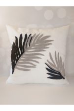 Leaf Suzene Punch ( Panç ) Nakışlı Dekoratif Kırlent Kılıfı 45x45 Cm Naturel - Görsel 2