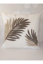 Leaf Suzene Punch ( Panç ) Nakışlı Dekoratif Kırlent Kılıfı 45x45 Cm Naturel - Görsel 2