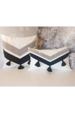Tassel 2 Li Suzene Punch ( Panç ) Nakışlı Dekoratif Kırlent Kılıfı 45x45 Cm Naturel - Görsel 2