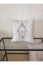 Nakışlı Kırlent Kılıfı Damask Model Işlemeli Biyeli - Görsel 2