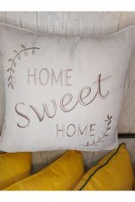 Nakışlı Kırlent Kılıfı Home Sweat Home Model Işlemeli Biyeli - Görsel 3