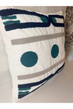 Geometric Suzene Punch ( Panç ) Nakışlı Dekoratif Kırlent Kılıfı 45x45 Cm Naturel - Görsel 3