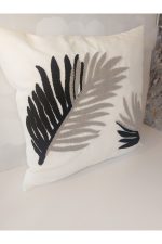 Leaf Suzene Punch ( Panç ) Nakışlı Dekoratif Kırlent Kılıfı 45x45 Cm Naturel - Görsel 3