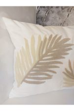 Leaf Suzene Punch ( Panç ) Nakışlı Dekoratif Kırlent Kılıfı 45x45 Cm Naturel - Görsel 3