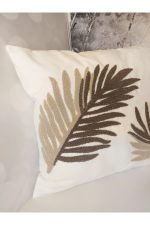 Leaf Suzene Punch ( Panç ) Nakışlı Dekoratif Kırlent Kılıfı 45x45 Cm Naturel - Görsel 4
