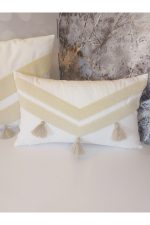 Tassel 2 Li Suzene Punch ( Panç ) Nakışlı Dekoratif Kırlent Kılıfı 45x45 Cm Naturel - Görsel 4