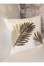 Leaf Suzene Punch ( Panç ) Nakışlı Dekoratif Kırlent Kılıfı 45x45 Cm Naturel - Görsel 5