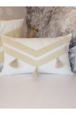Tassel Suzene Punch ( Panç ) Nakışlı Dekoratif Kırlent Kılıfı 45x45 Cm Naturel - Görsel 6