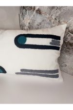 Geometric Suzene Punch ( Panç ) Nakışlı Dekoratif Kırlent Kılıfı 45x45 Cm Naturel - Görsel 7